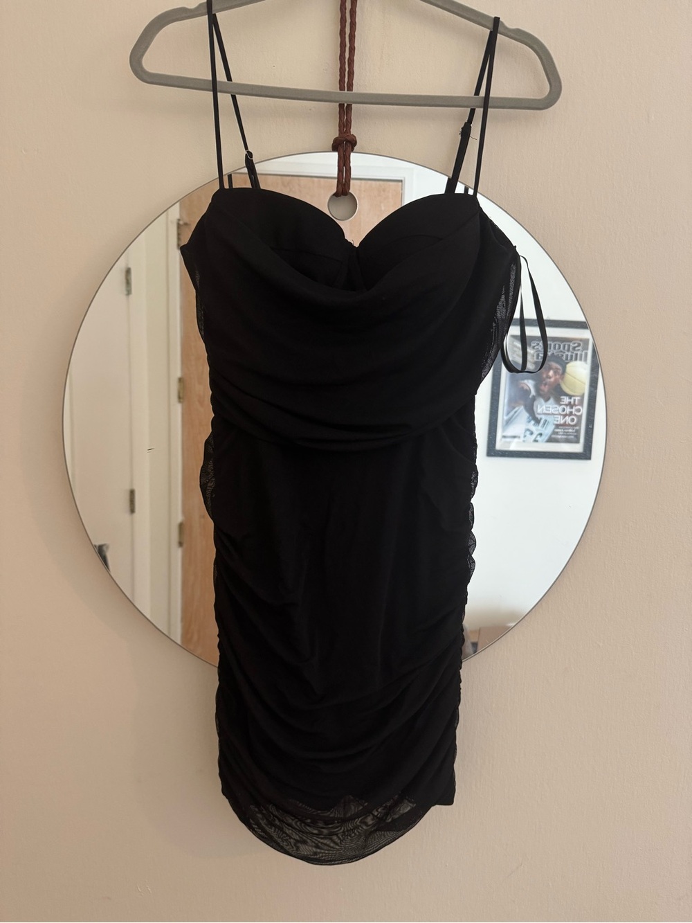 Windsor Black Ruched Spaghetti Strap Mini Dress